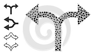 Dotted Bifurcation Arrows Left Right Mosaic of Round Dots and Other Icons