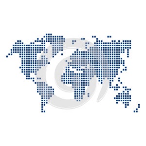 Dotted Blue World Map Isolated on White. Vector