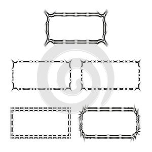 Dotted border frames. Dashed rectangle shapes. Outline design elements. Vector collection illustration.