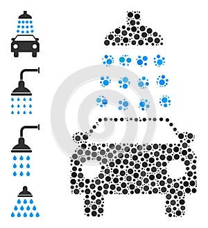 Dotted Car Wash Mosaic of Rounded Dots with Bonus Icons