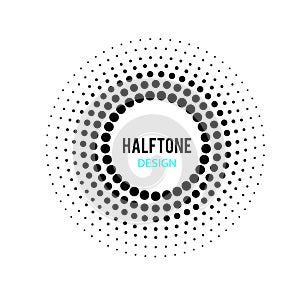 DOTTED CIRCLE. HALFTONE DESIGN ELEMENTS. ISOLATED VECTOR ON WHITE BACKGROUND