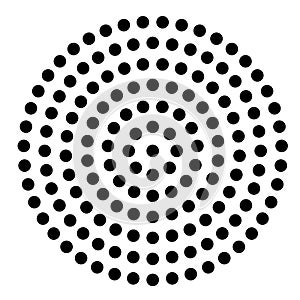 DOTTED CIRCLE. HALFTONE DESIGN ELEMENTS. ISOLATED VECTOR ON WHITE BACKGROUND
