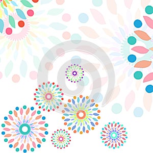 dotted circle interlock firework clipart multicolor pattern on solid white background