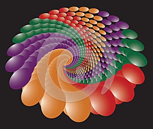 Dotted colorful Vector Spiral Pattern or Texture with Ellipses