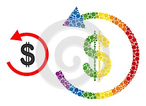 Dotted Dollar Refund Collage Icon of Rainbow Round Dots