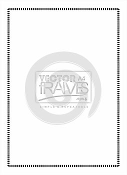Dotted frame design vector. black dotes border design. Rectangular. A4 size frames. Modern frame design.