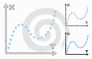 Dotted Function Graph Vector Mesh 2D Model and Triangle Mosaic Icon