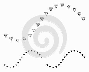Dotted Function Line Vector Mesh Network Model and Triangle Mosaic Icon