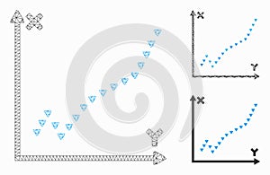 Dotted Function Plot Vector Mesh Carcass Model and Triangle Mosaic Icon
