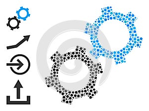 Dotted Gears Collage of Rounded Dots with Similar Icons