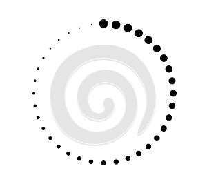 Dotted gradient circle. Halftone effect circular dotted frame. Progress round loader. Half tone circle. Vector