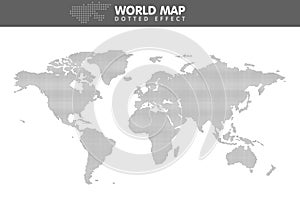 Dotted gray world map. Small dot. Vector illustration