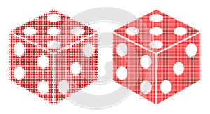 Dotted Halftone Dice Cube Icon