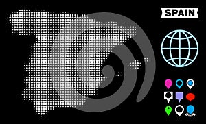 Dotted Halftone Spain Map