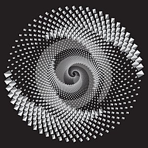 Dotted Halftone Vector Spiral Color Pattern or Texture with Triangles