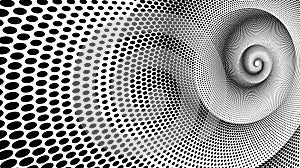 Dotted Halftone Vector Spiral Pattern or Texture with Ellipses