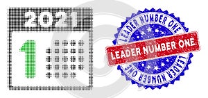 Dot Halftone 2021 year first day Icon and Bicolor Leader Number One Textured Stamp