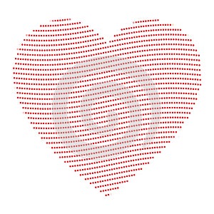 Dotted heart in wavy arrangement. Valentine Day theme. Simple halftone vector illustration