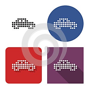 Dotted icon of car in four variants
