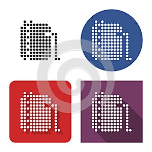 Dotted icon of oil storage tank in four variants