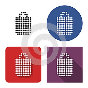 Dotted icon of shopping bag in four variants