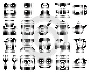 Dotted icons set of some  home appliances