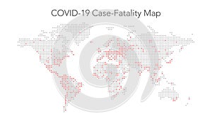 Dotted Infographic Fatality Cases Map of Coronavirus COVID-19