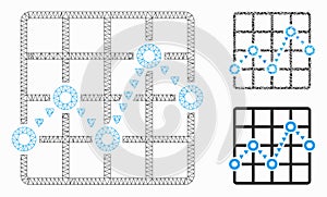 Dotted Line Grid Plot Vector Mesh 2D Model and Triangle Mosaic Icon