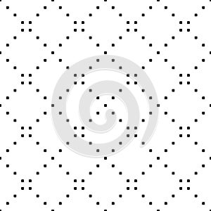 Dotted line rhombus seamless pattern vector. Black geometric shape diagonal repeatable on white background.