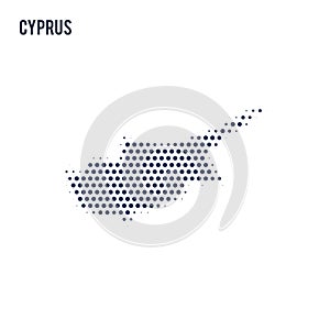 Dotted map of Cyprus isolated on white background.