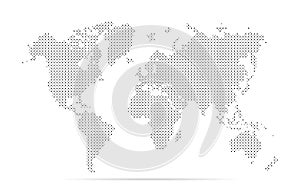 Dotted map world. Simple digital dot. Worldmap global point. Earth globe circle. Worldwide continents isolated on white background