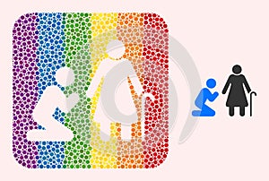 Dotted Mosaic Man Pray for Grandmother Hole Icon for LGBT
