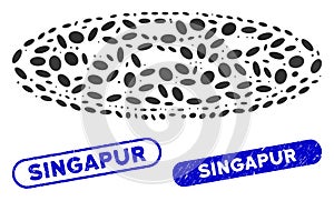 Dotted Mosaic Round Pizza with Scratched Singapur Seals photo