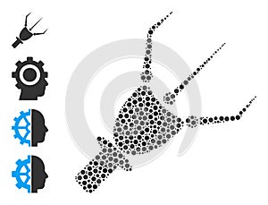 Dotted Nanobot Arm Collage of Rounded Dots and Other Icons