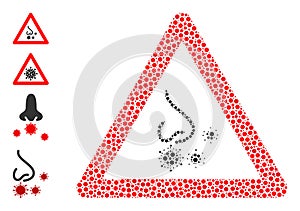 Dotted Nasal Infection Warning Mosaic of Round Dots and Bonus Icons