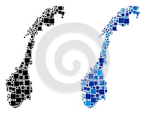 Dotted Norway Map with Blue Version