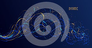 Dotted particle array flowing vector abstract background, life forms bio theme microscopic design.