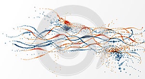 Dotted particle array flowing vector abstract background, life forms bio theme microscopic design.