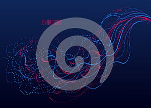 Dotted particle array flowing vector abstract background, life forms bio theme microscopic design.