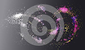 Dotted particle array flowing vector abstract background, life forms bio theme microscopic design.