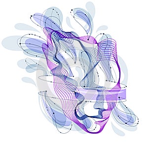 Dotted particles human portrait, abstract human head vector wave shapes array, Artificial Intelligence, pc programming software