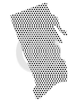 Dotted Pattern Map of US State of Rhode Island