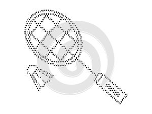 Dotted Pattern Picture of a Badminton Racket and Shuttlecock