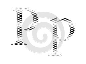 Dotted Pattern Russian Alphabet Cyrillic Capital and Small Letter R