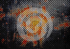 Dotted Pattern on Rusty Metal Wall