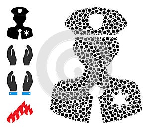Dotted Police Patrolman Mosaic of Round Dots with Other Icons