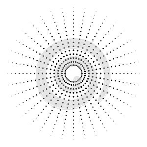 Dotted radial element. Circle, circular pattern shape