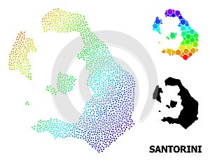Vector Rainbow Colored Dotted Map of Santorini Island