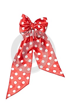 Dotted red satin gift bow