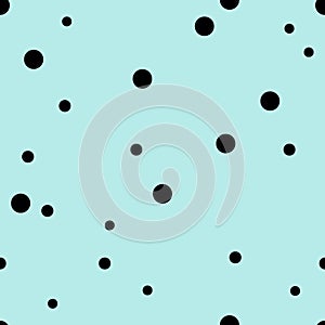 Dotted seamless pattern. Black Polka Dot on blue background Background. Vector illustration. Monochrome minimalist